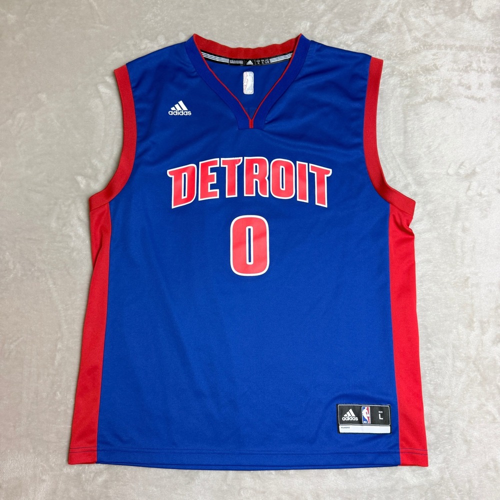 Adidas Andre Drummond Detroit Pistons Jersey Mens L Blue Red #0 NBA Replica